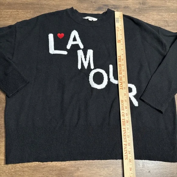 L'AMOUR Loft Sweater XL Super Soft Black Valentines Day Love Preppy Chic Classic - Picture 5 of 6